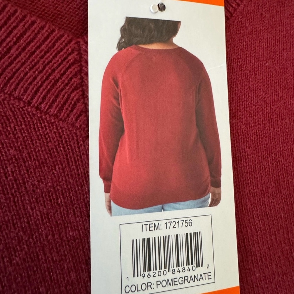 Lucky Brand Long Sleeves V Neck Sweater Size XXL Pomegranate Color New - Picture 11 of 11